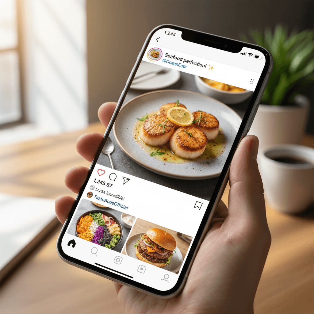Social media feed showcasing high-engagement restaurant content