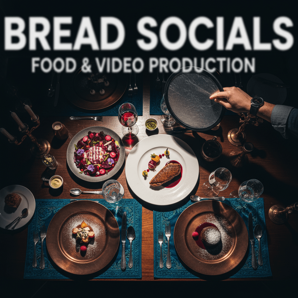 Professional food photography setup with lighting and styling