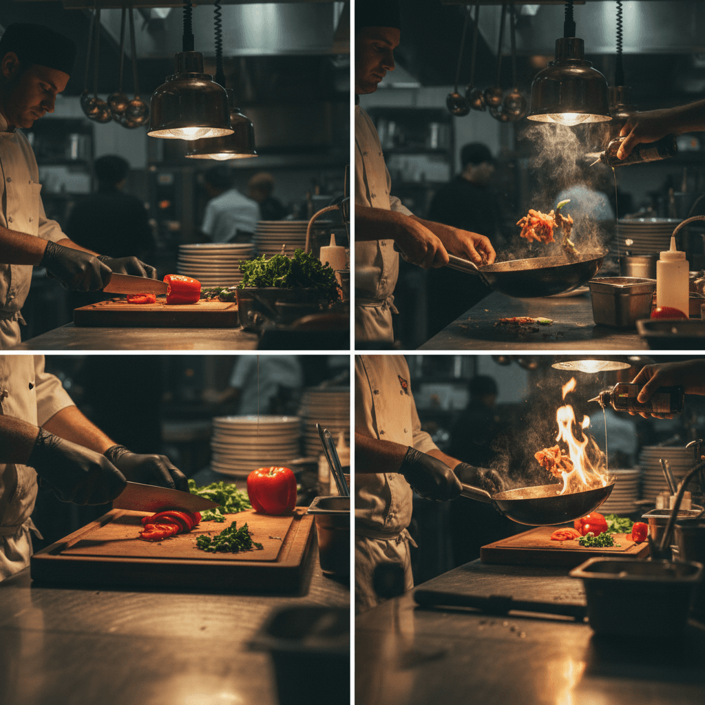 Video content production showing food preparation and engagement