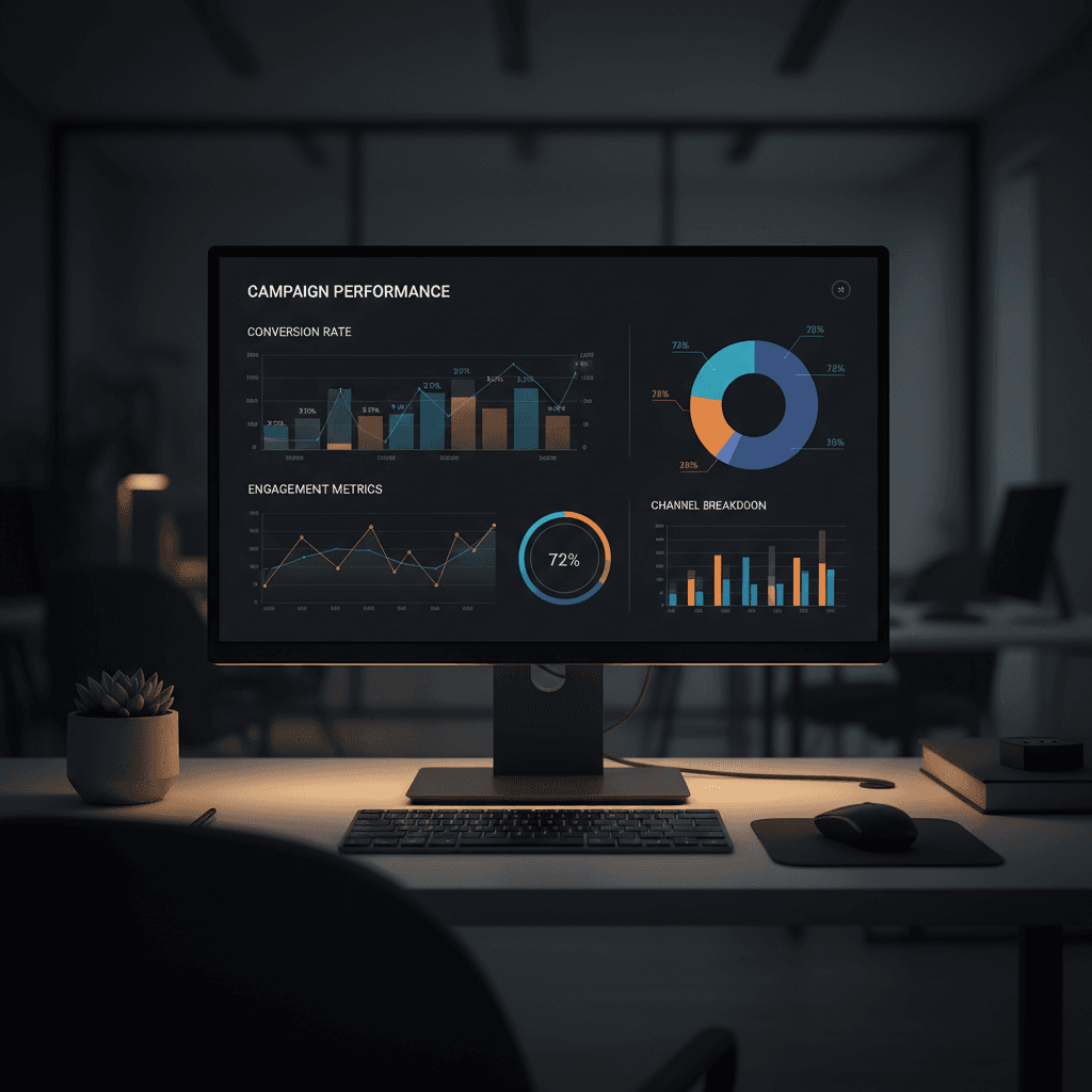 Digital advertising dashboard with campaign analytics and performance metrics